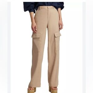 nasty gal light‎ khaki high rise pleated dress style cargo pants 6